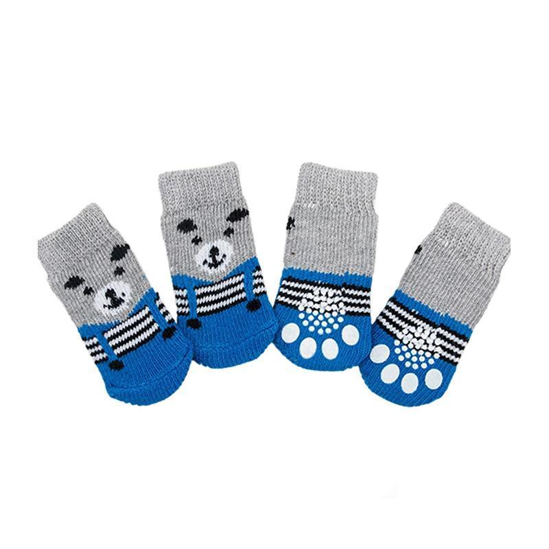 Dog Socks Non-Slip Grip Slip Anti-Slip - Puppy Cat Pet Shoes Slippers S Size - Black colour dots