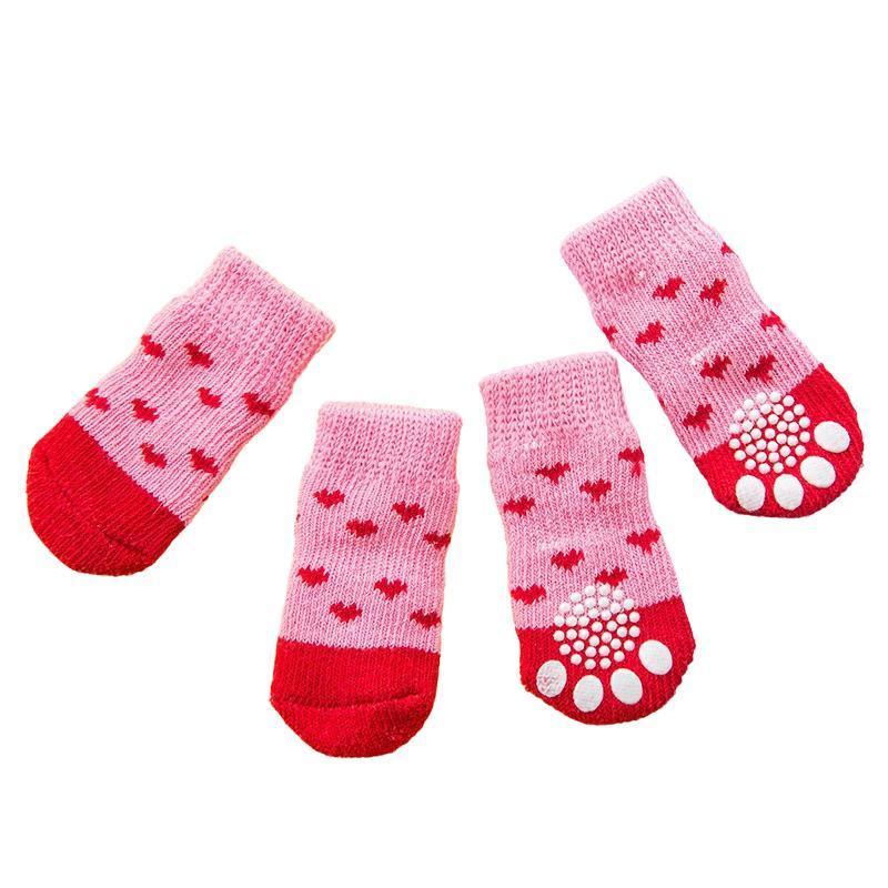 Non Slip Pet Socks for Dogs and Cats Knitted Paw Protector with Grips L Size - Blue bear