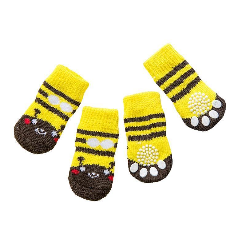 Dog Socks Non-Slip Grip Slip Anti-Slip - Puppy Cat Pet Shoes Slippers M Size - Red bear