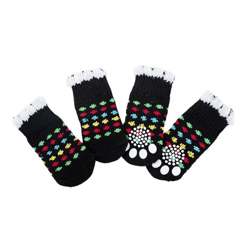 Dog Socks Non-Slip Grip Slip Anti-Slip - Puppy Cat Pet Shoes Slippers M Size - Red bear