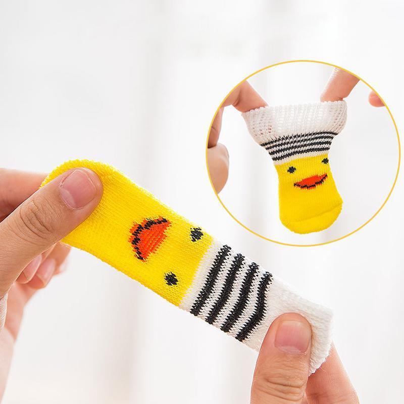Non Slip Pet Socks for Dogs and Cats Knitted Paw Protector with Grips L Size - Grey stripes