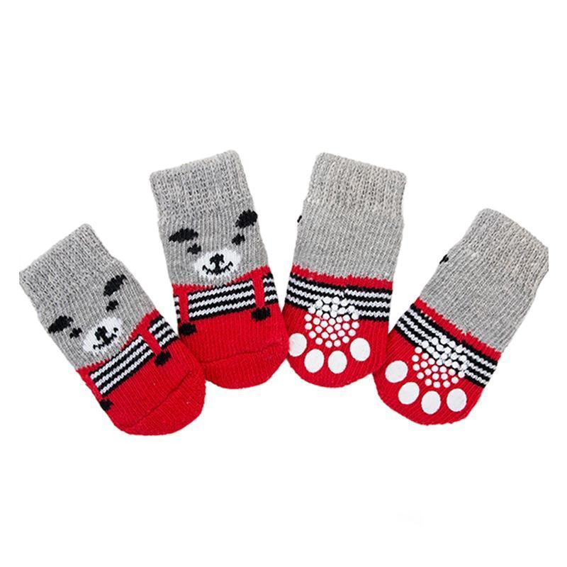 Dog Socks Non-Slip Grip Slip Anti-Slip - Puppy Cat Pet Shoes Slippers M Size - Blue bones