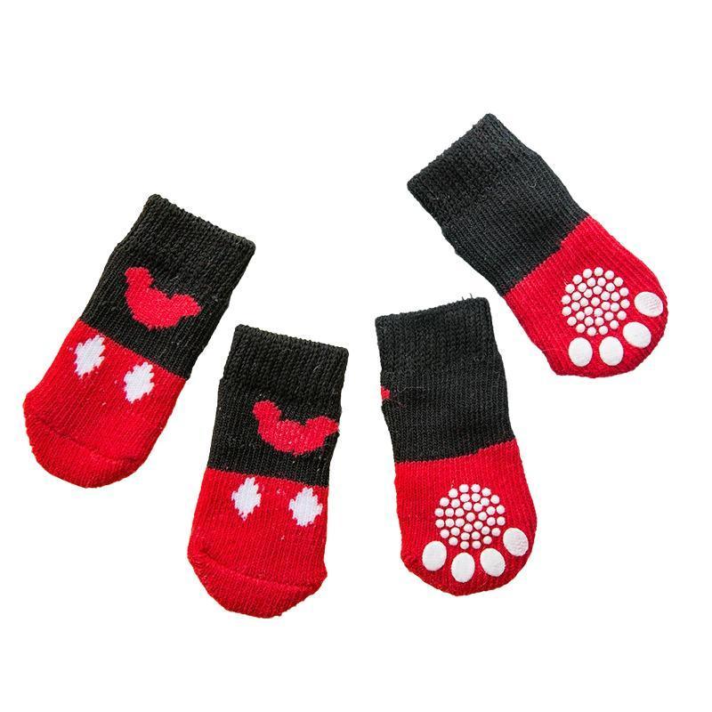 Non Slip Pet Socks for Dogs and Cats Knitted Paw Protector with Grips L Size - Green frog