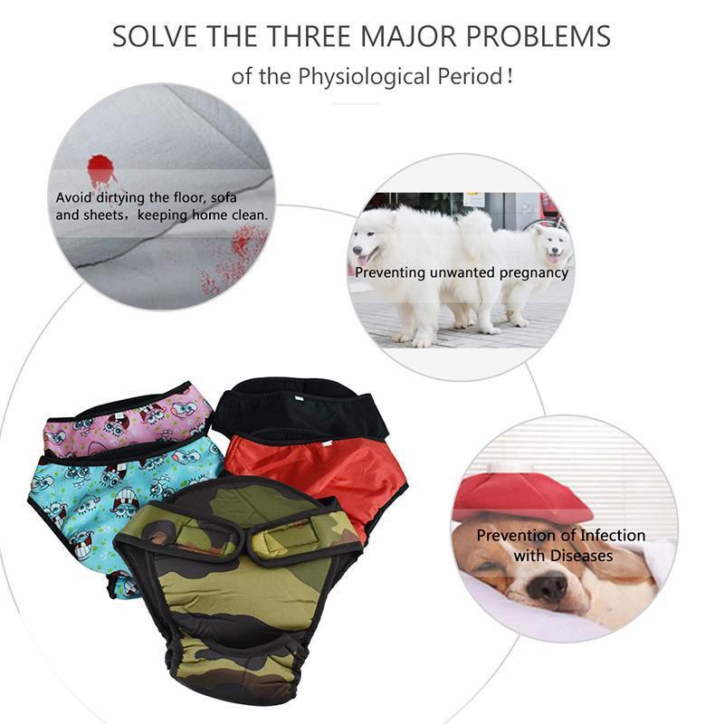Washable Female Pet Dog Cat Nappy Diaper Physiological Pants Panties Underwear Red - M