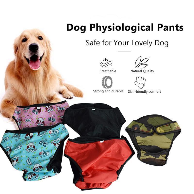Washable Female Pet Dog Cat Nappy Diaper Physiological Pants Panties Underwear Pink - L
