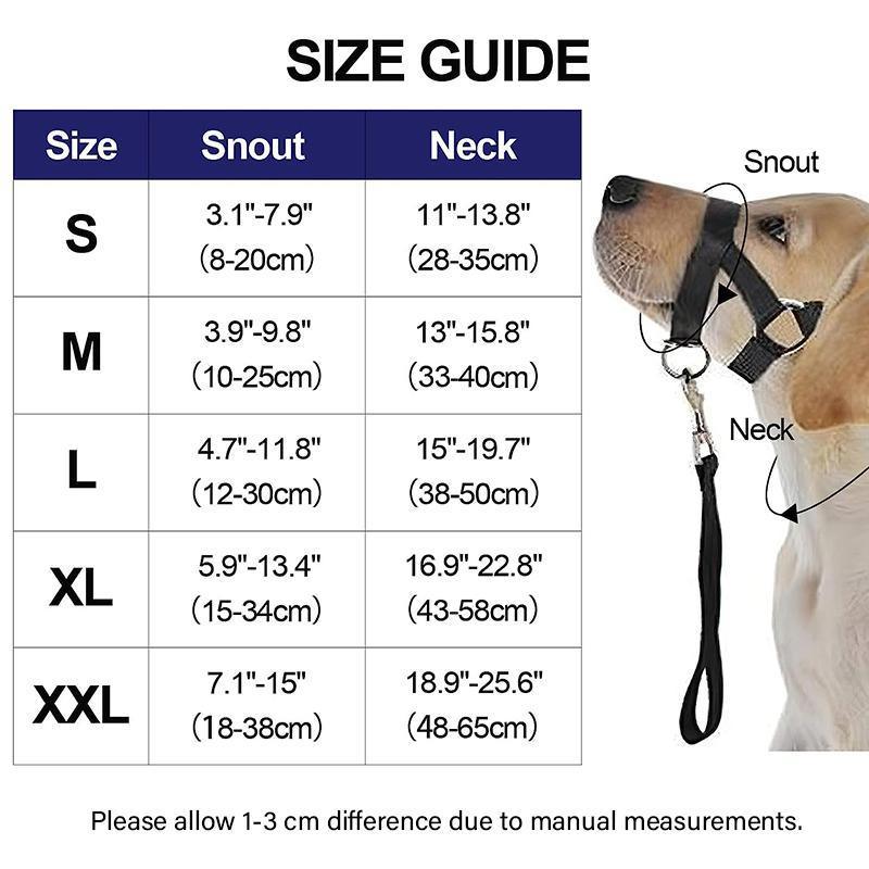 Black Dog Training Head Collar Halter Stop Pulling Training Tool Harness Strap Leader - M