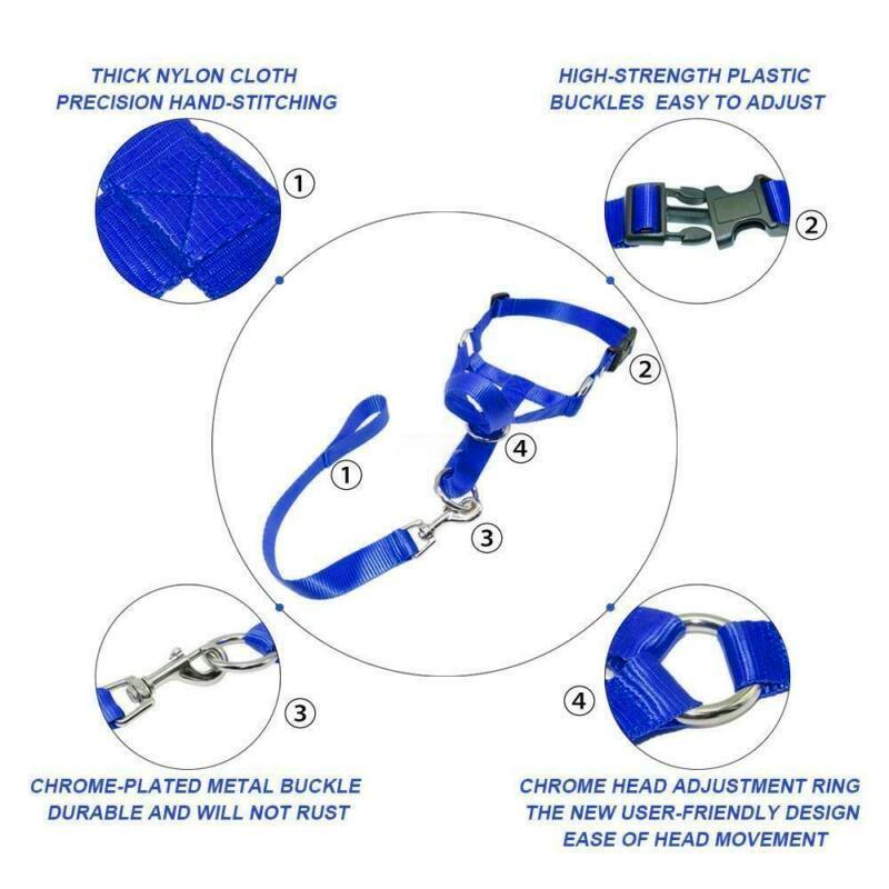 Pink Dog Training Head Collar Halter Stop Pulling Training Tool Harness Strap Leader - M