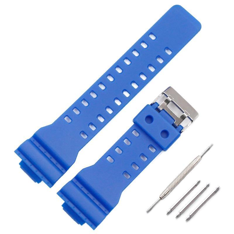 16mm TPU Watch Strap Compatible with G Series GA100 G8900 GW8900 with Tool Pins - Dark Blue