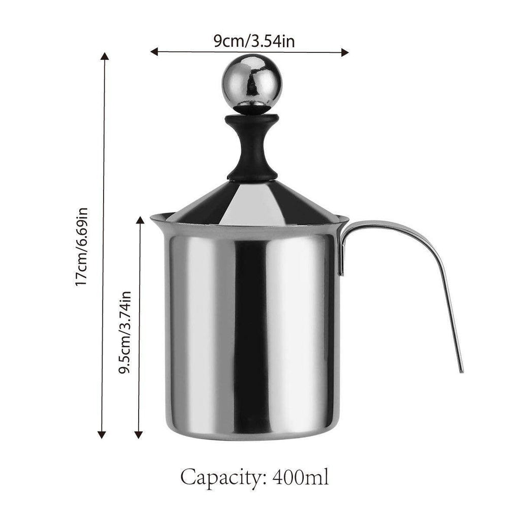 400ml Stainless Steel Manual Milk Frother Double Mesh Strainer Frothing Pitcher