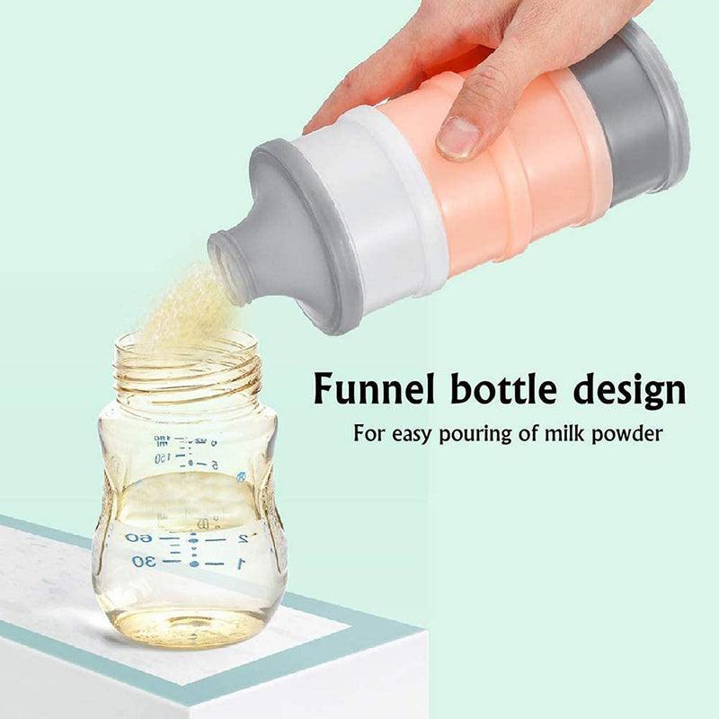 4-Layer Milk Powder Dispenser Bottle Container Food Storage Box Portable Stackable - Pink