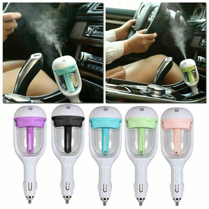 Mini Car Air Humidifier Essential Oil Diffuser Ultrasonic Aroma Mist Purifier - Pink
