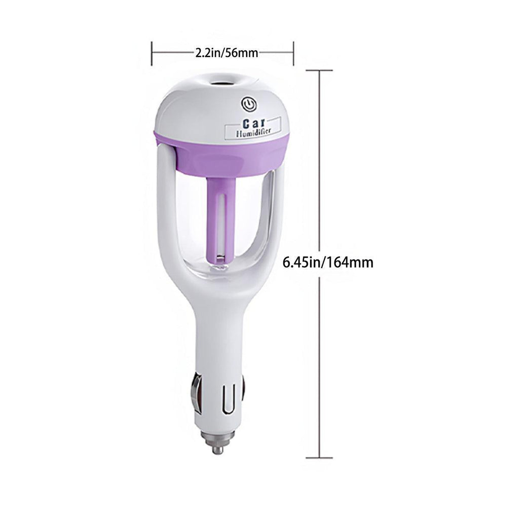 Mini Car Air Humidifier Essential Oil Diffuser Ultrasonic Aroma Mist Purifier - Purple