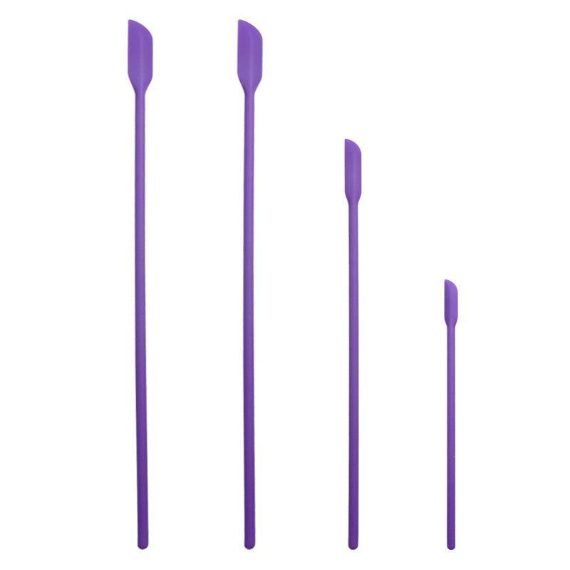 4X Silicone Mini Spatula Jar Scraper Scoop Tip Long Spatula Cosmetic Bottle B8A3 - Black
