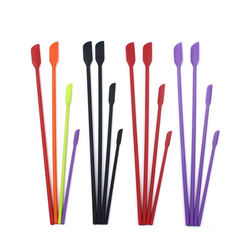 4X Silicone Mini Spatula Jar Scraper Scoop Tip Long Spatula Cosmetic Bottle B8A3 - Red