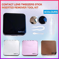 Contact Lens Tweezers Stick Inserted Remover Tool Kit Tip Storage Case Box Sets - Black