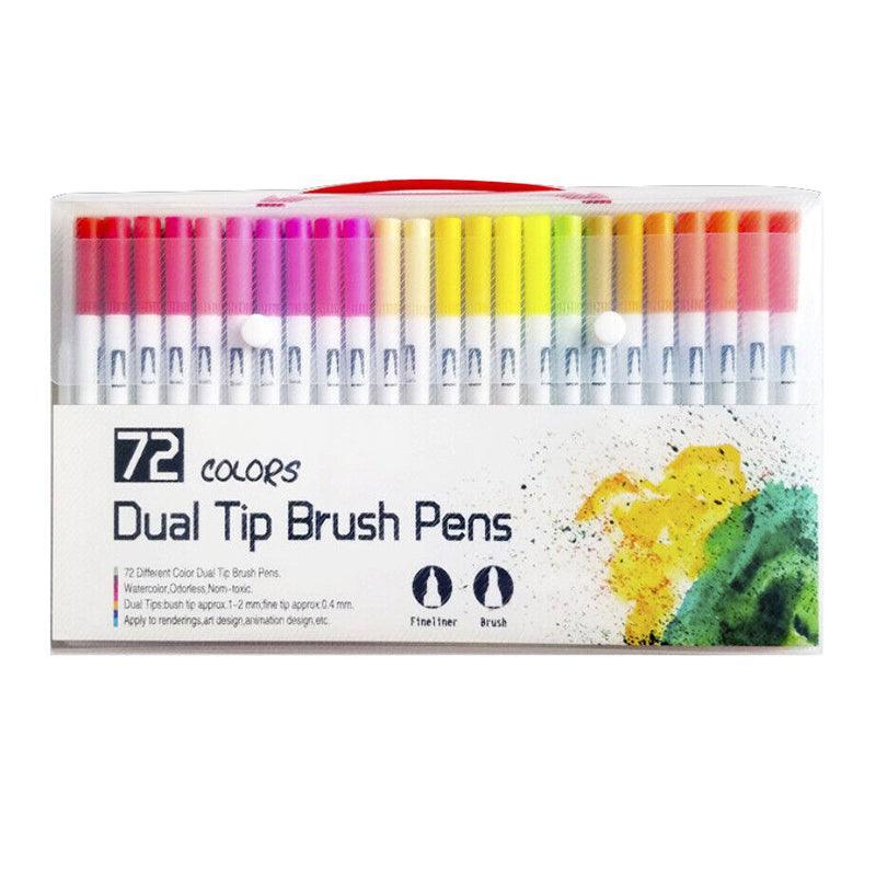 12-120 Watercolor Brush Pen Set Artist Sketch Marker - Black-24 Colours
