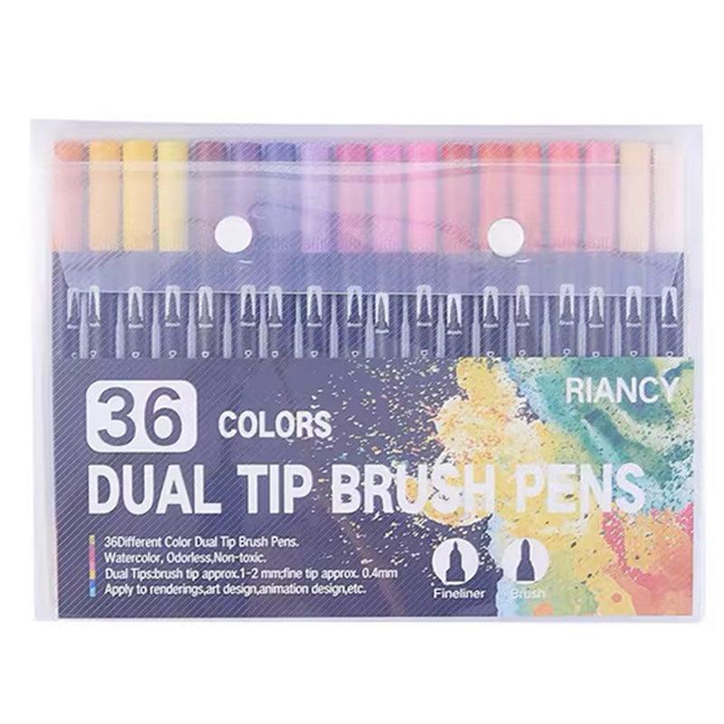 12-120 Watercolor Brush Pen Set Artist Sketch Marker - Black-24 Colours