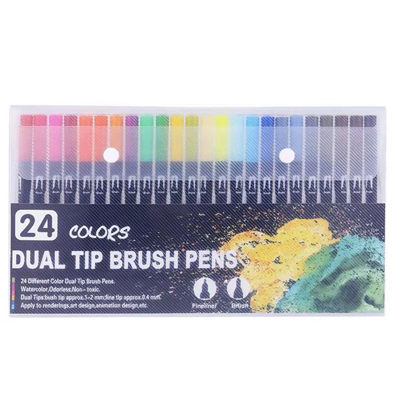 12-120 Watercolor Brush Pen Set Artist Sketch Marker - Black-36 Colours