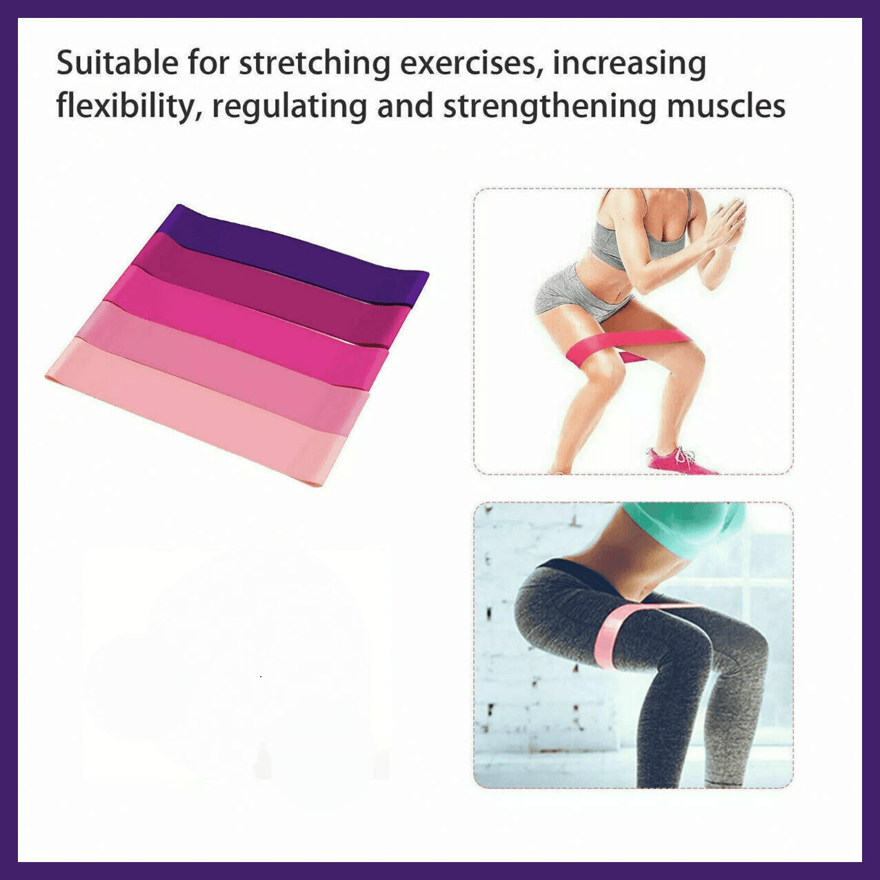 Exercise Resistance Bands Loop Power Strength Training Fitness Yoga Pilates Gym - Dark Pink (600*50*0.7MM)