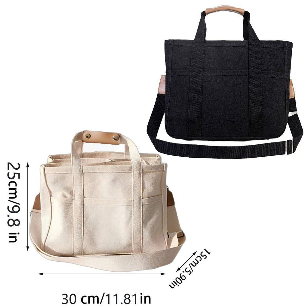 Stylish Multifunctional Mummy Bag Canvas Shoulder Crossbody Handheld Tote Bag - Beige