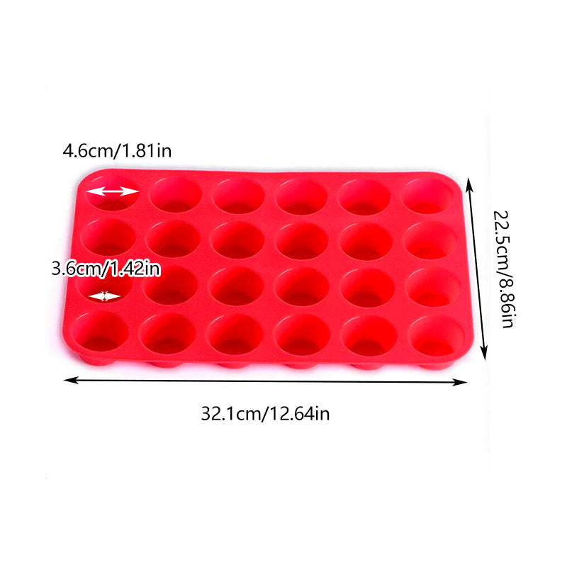 24 Cavity Pan Tray Silicone Mini Cupcake Cookie Baking Mold Au - Orange