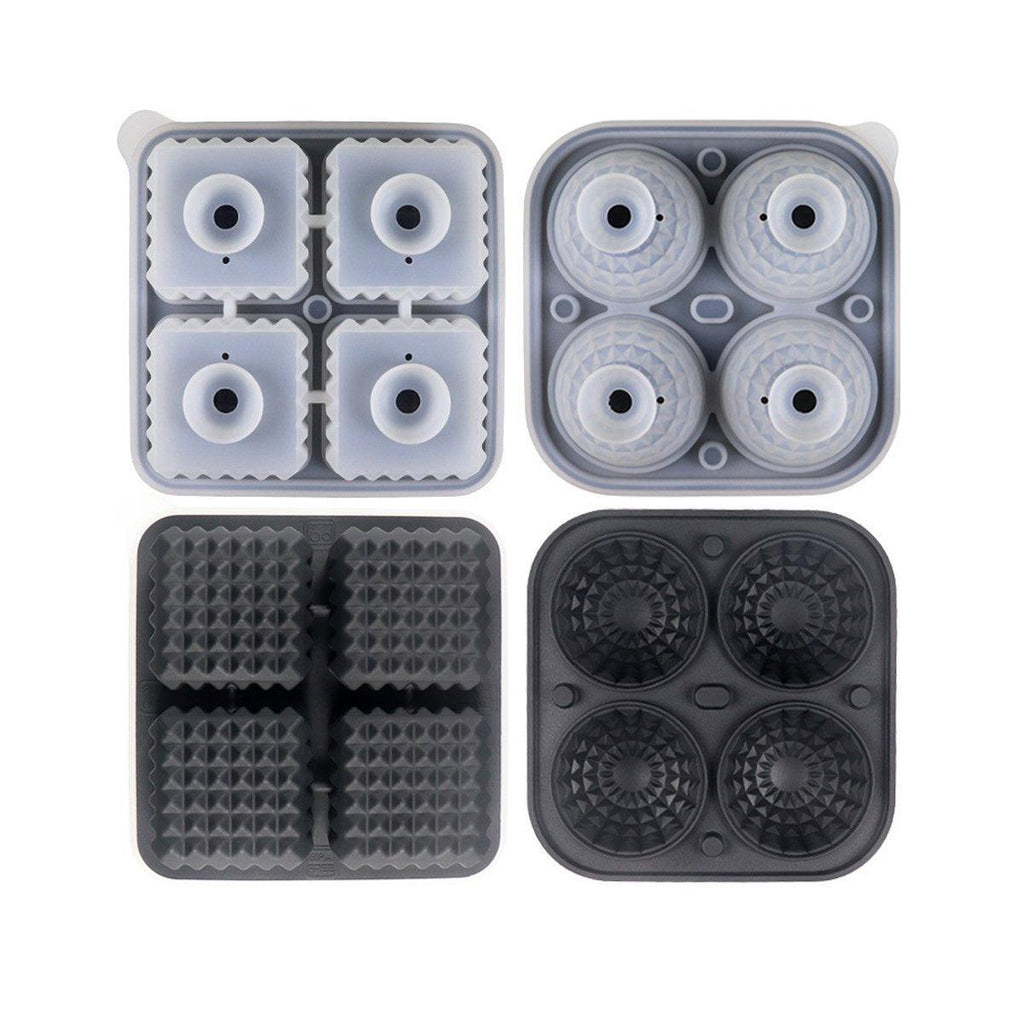 2PCS Silicone Ice Cube Tray Round and Square Ice Ball Maker for Whiskey Cocktails - Pink
