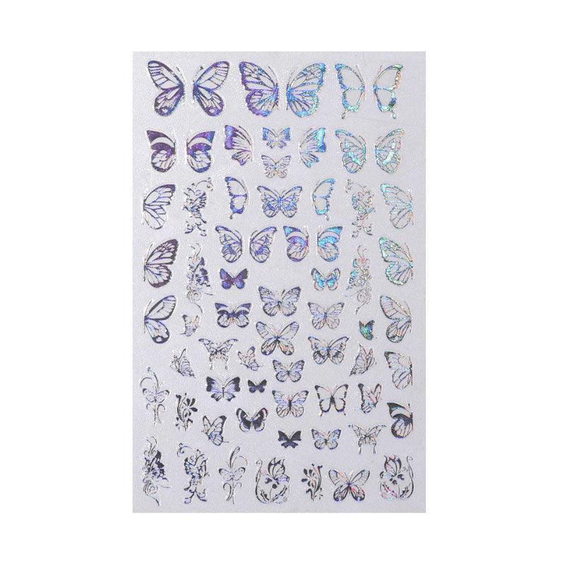 3D Nail Butterfly Design Sticker Decor Decal Holographic Laser Nail Art Sticker - Gold L-03