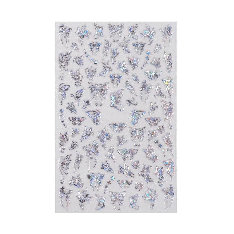 3D Nail Butterfly Design Sticker Decor Decal Holographic Laser Nail Art Sticker - Gold L-03