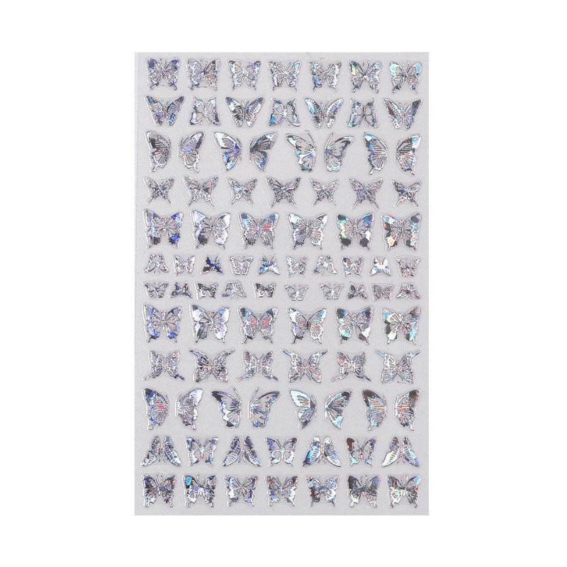 3D Nail Butterfly Design Sticker Decor Decal Holographic Laser Nail Art Sticker - Gold L-04