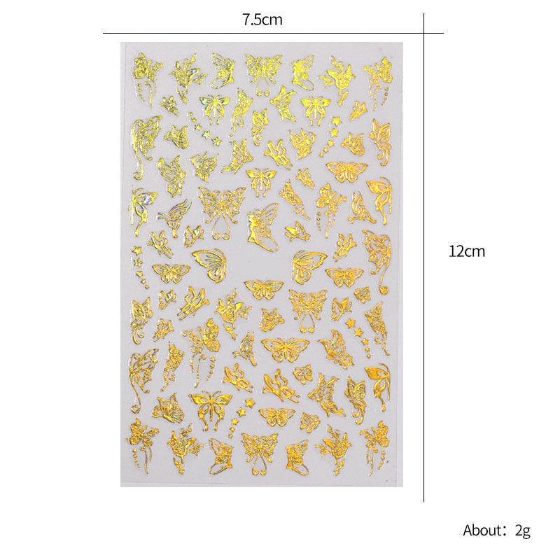 3D Nail Butterfly Design Sticker Decor Decal Holographic Laser Nail Art Sticker - Silver L-02