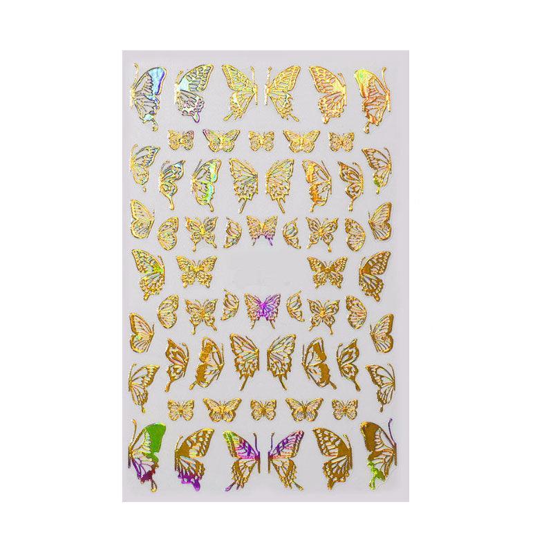 3D Nail Butterfly Design Sticker Decor Decal Holographic Laser Nail Art Sticker - Silver L-02