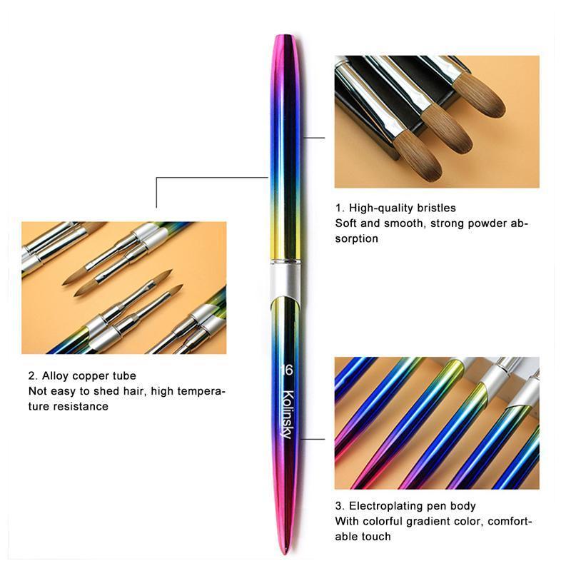 Kolinsky Acrylic Nail Art Brush Manicure Powder Professional Tools Size 2-18 - 6#