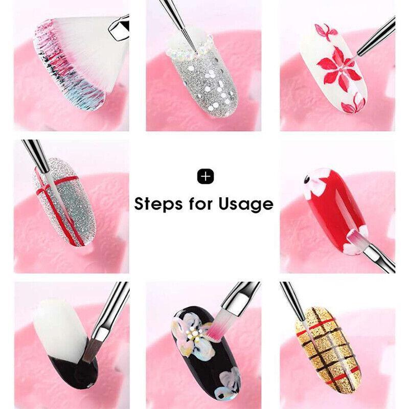 Nail Art Design Brushes Dotting Pen Tool Set Painting Uv Gel Drawing Brush 15Pcs - Black