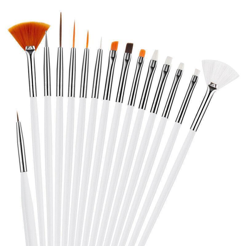 Nail Art Design Brushes Dotting Pen Tool Set Painting Uv Gel Drawing Brush 15Pcs - Black