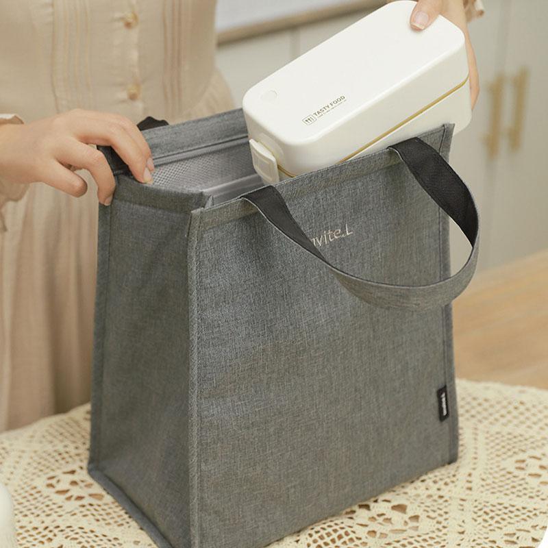 M Size Lunch Bag Thermal Insulated Box Bento Pouch Food Tote Work School Picnic - Navy