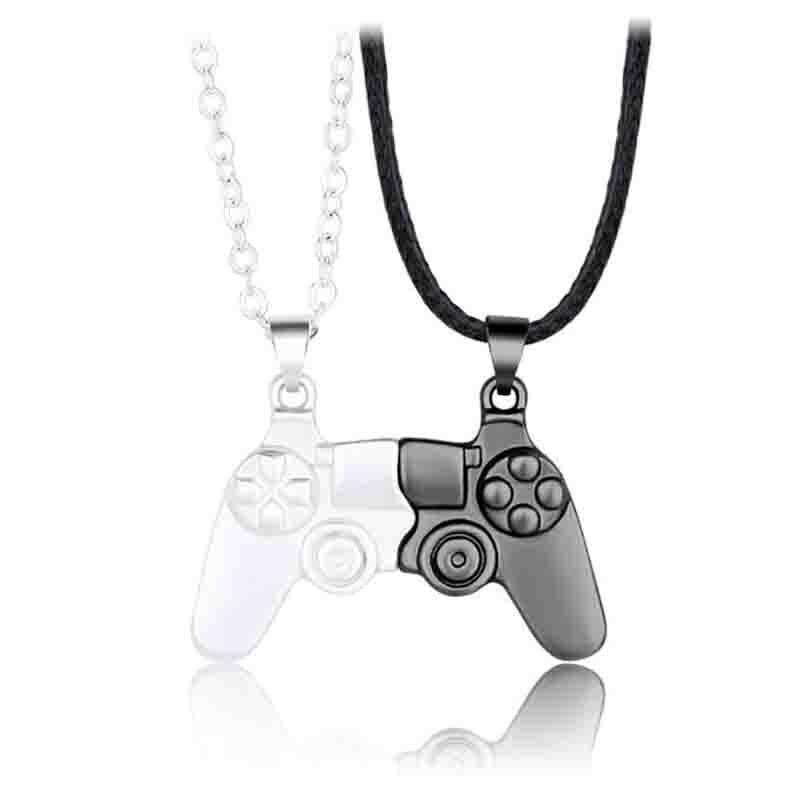 Matching Gamer Controller Necklace for Couples or Friends Pendant Gift Set - Gold and Gold