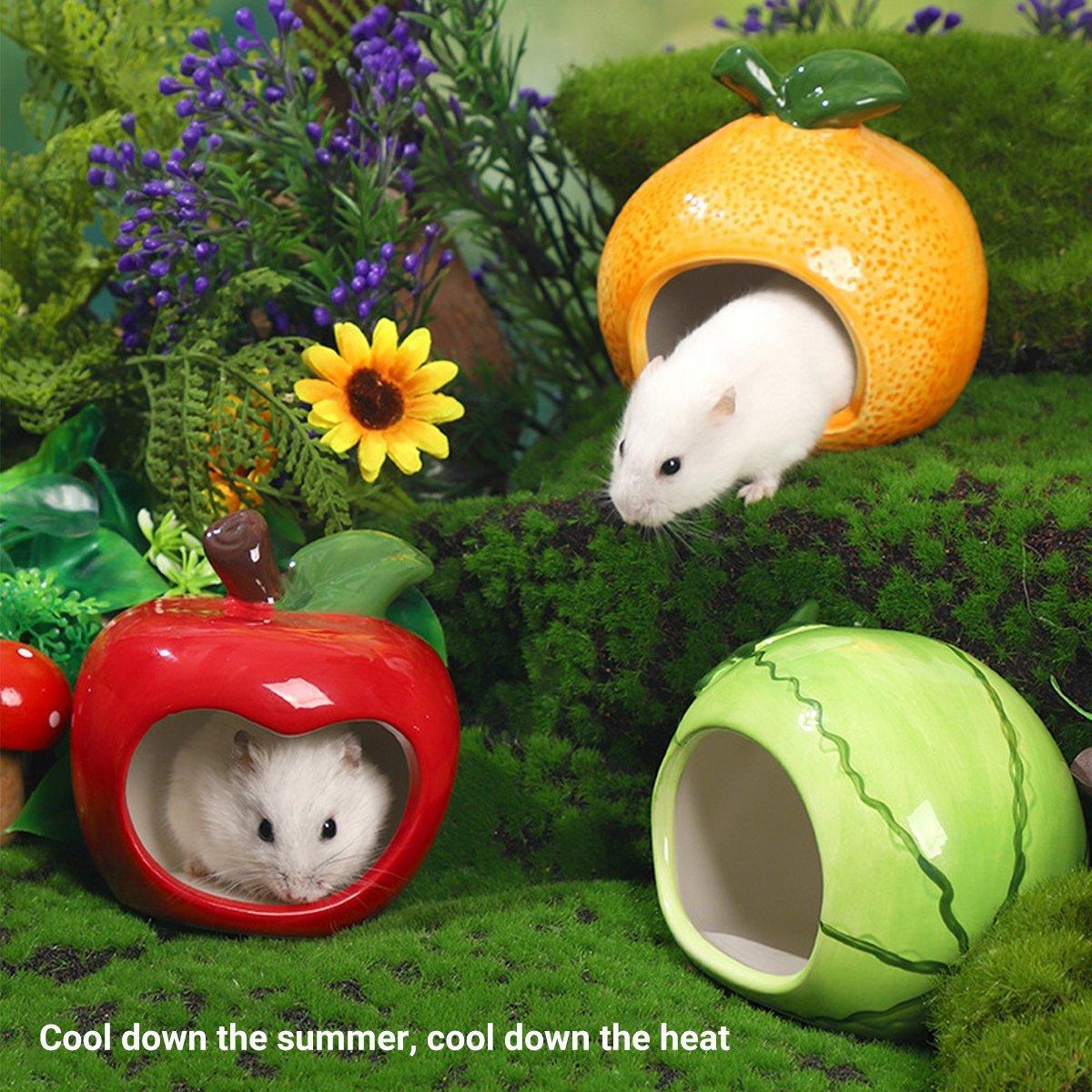 Ceramic Hamster Nest Shelter Landscaping Supplies Small Animal Hideout House - Lemon