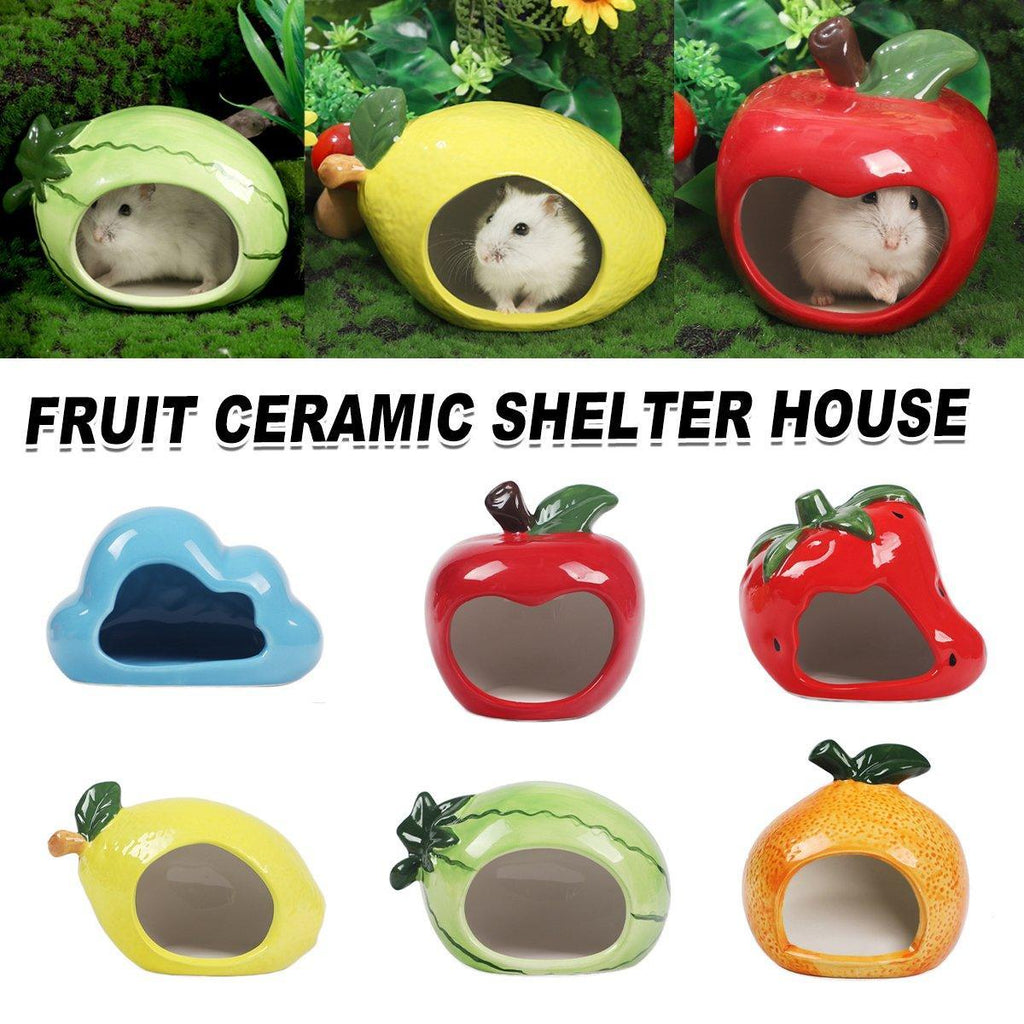 Ceramic Hamster Nest Shelter Landscaping Supplies Small Animal Hideout House - Watermelon