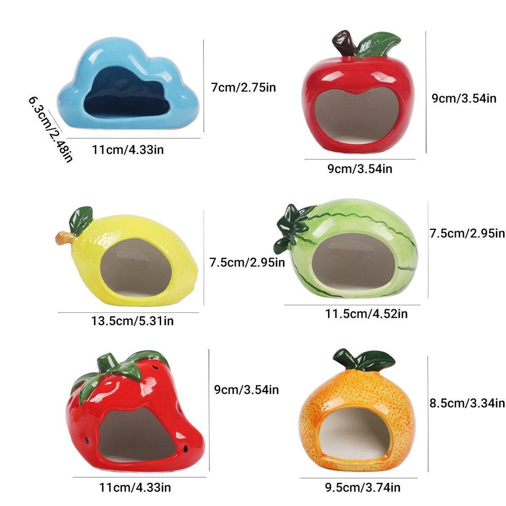 Ceramic Hamster Nest Shelter Landscaping Supplies Small Animal Hideout House - Watermelon