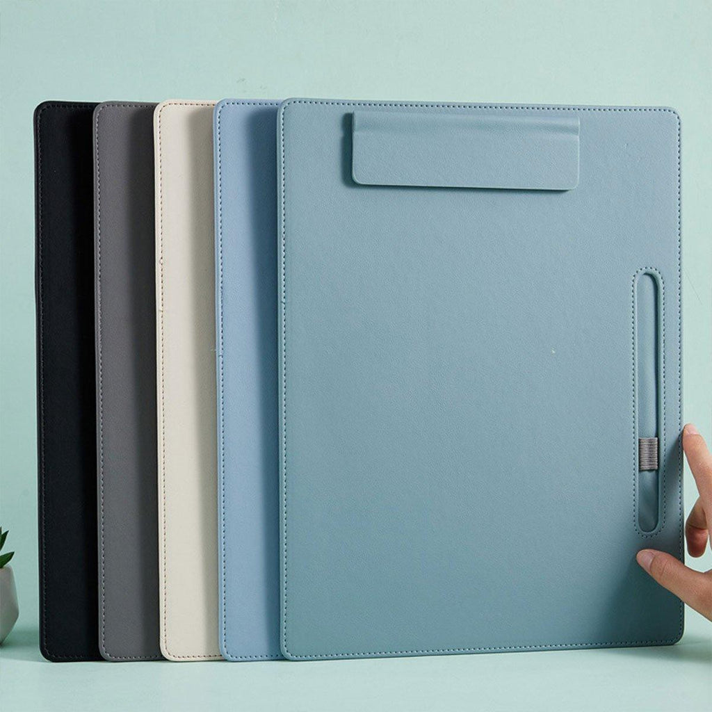 2pcs Leather Clipboard Conference File Holder Hotel Menu Pad Durable Board Clip - Cream