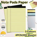 4PCS Tearable Lined Notepad Simple Design Colourful Memo Pad Notebook - Blue