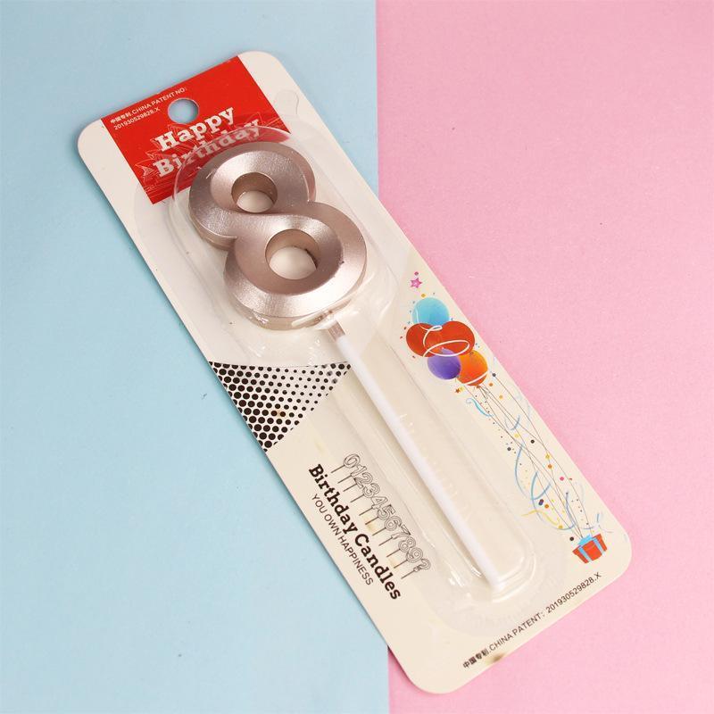Classic Number Candles Individually Packed With Stand Birthday Make Up Ur Number Rose Gold - Number 0