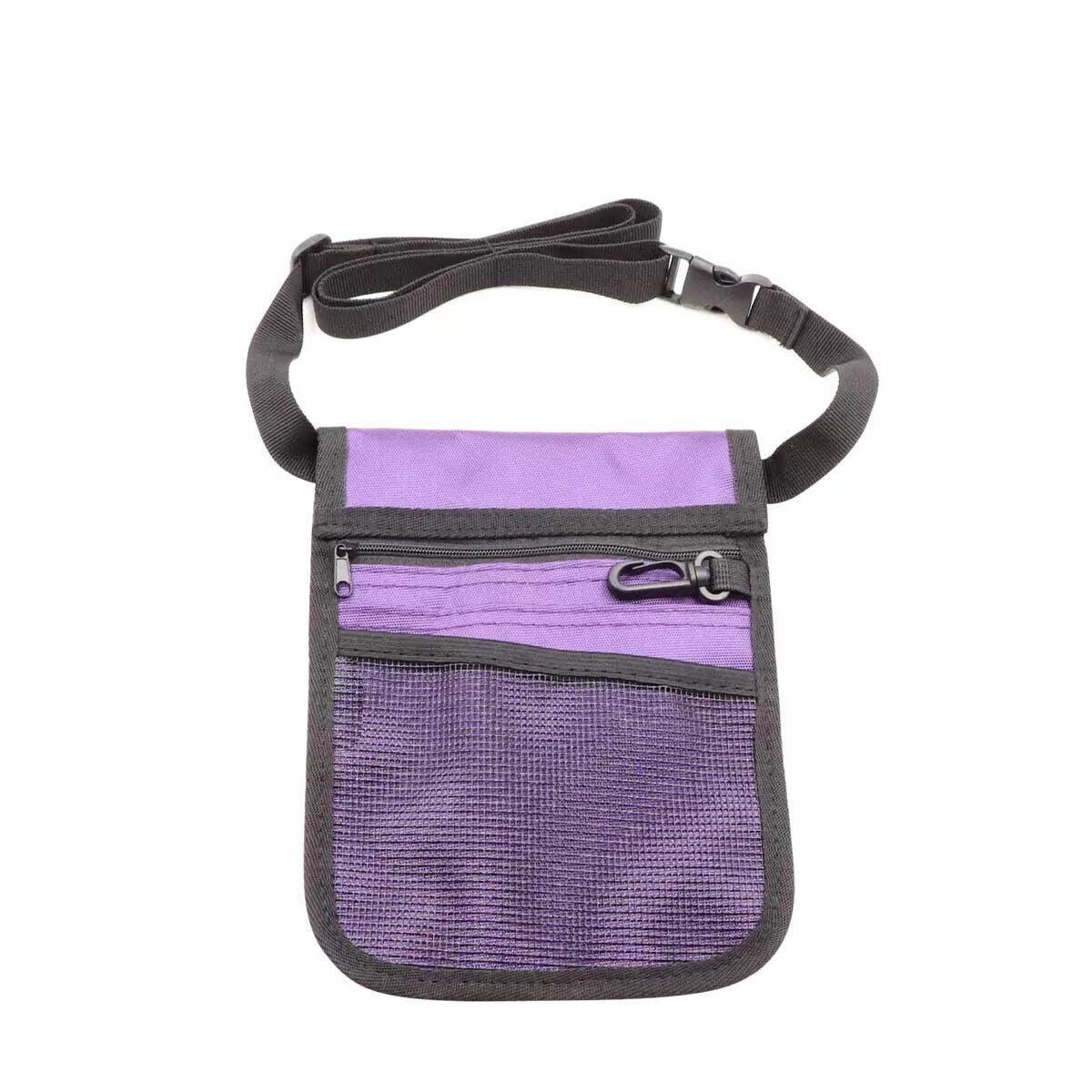 Nurse Pouch Waist Bag Medical Tool Organizer Pocket Belt with Keyring - Purple