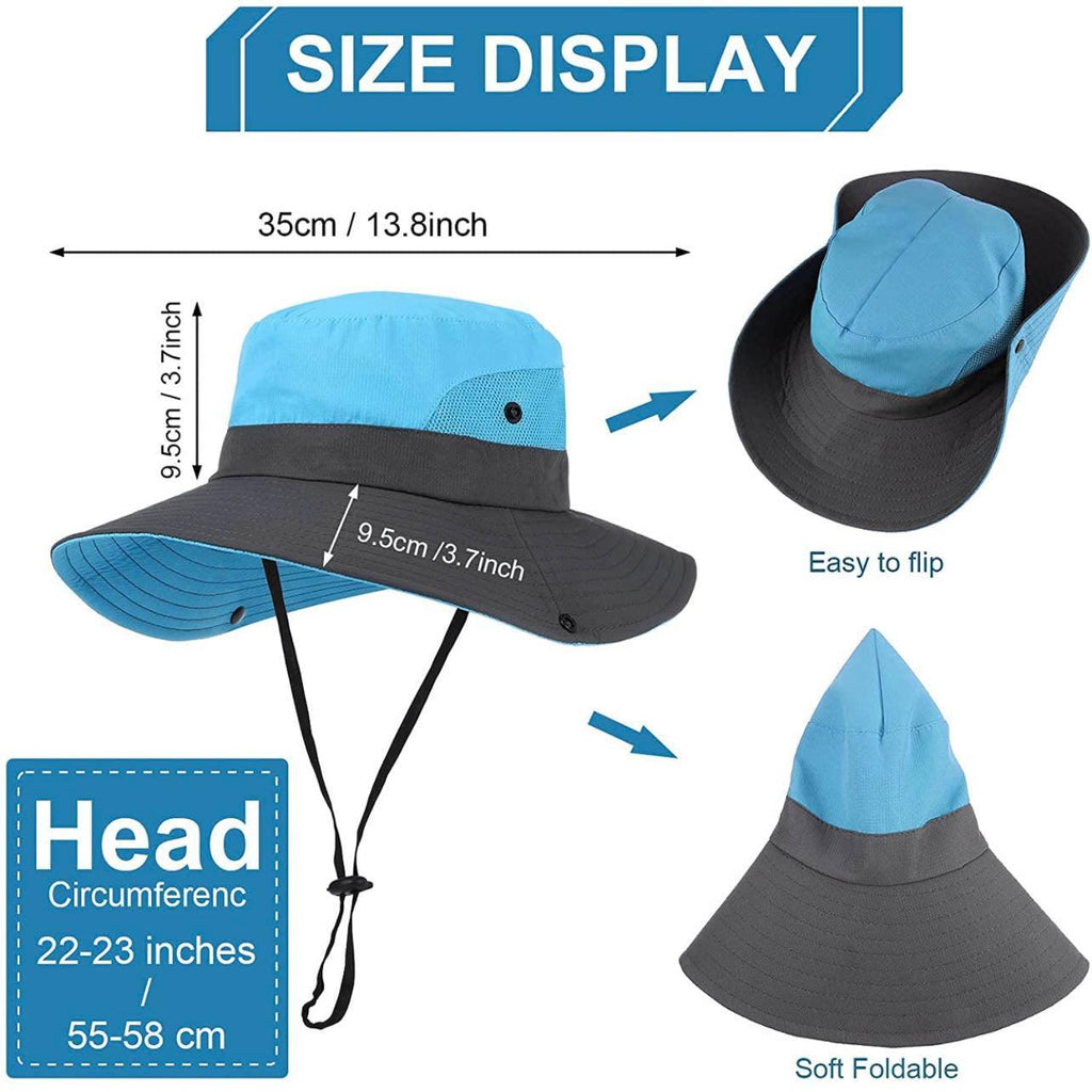Women Wide Brim Ponytail Hat Sun Protect Visor Summer Beach Cap Anti Uv Floppy - Orange
