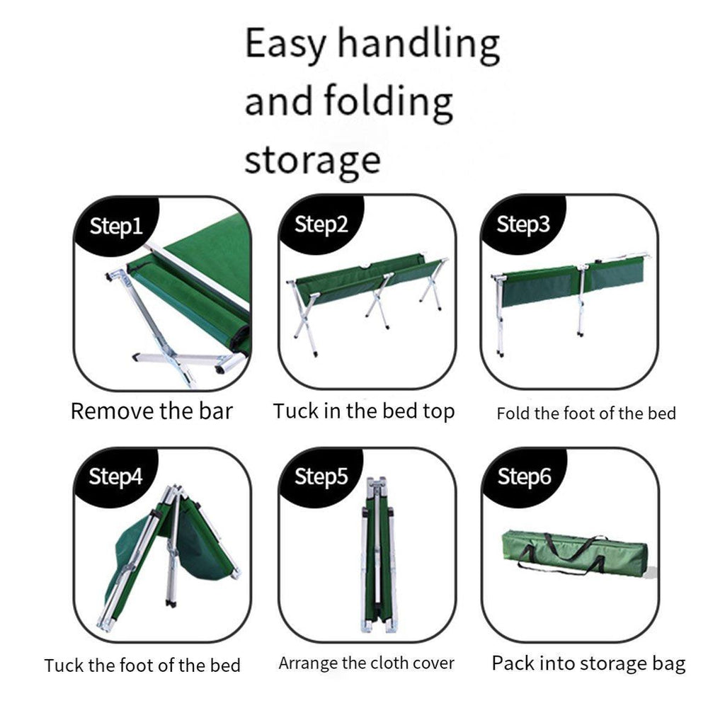 Portable Lightweight Folding Aluminum Camping Bed Ultra Light Outdoor Camp Bed - Green
