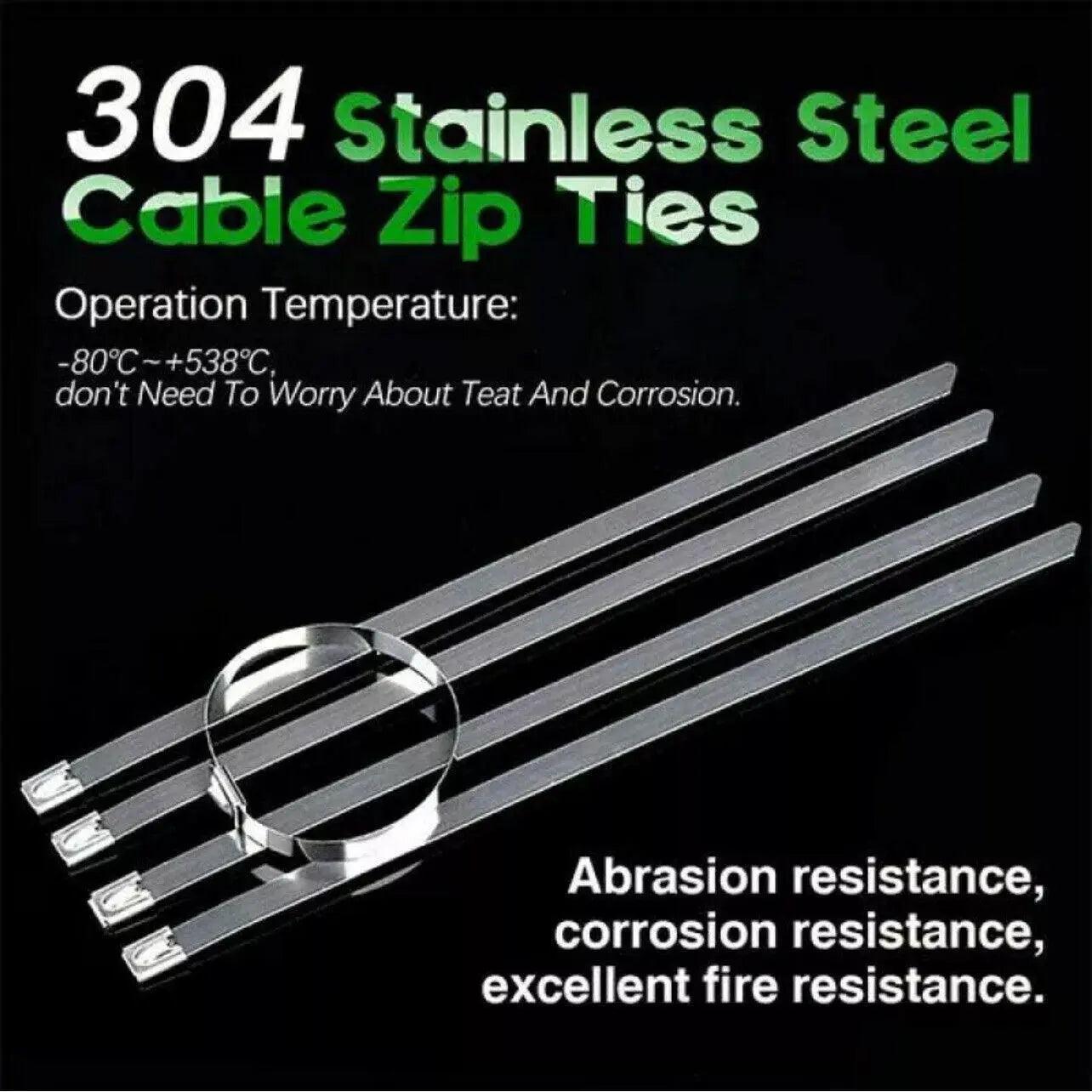 20X Stainless Steel Cable Ties S304 Marine Grade Zip Strap Locking Wrap 100-800Mm - 7.9*500mm