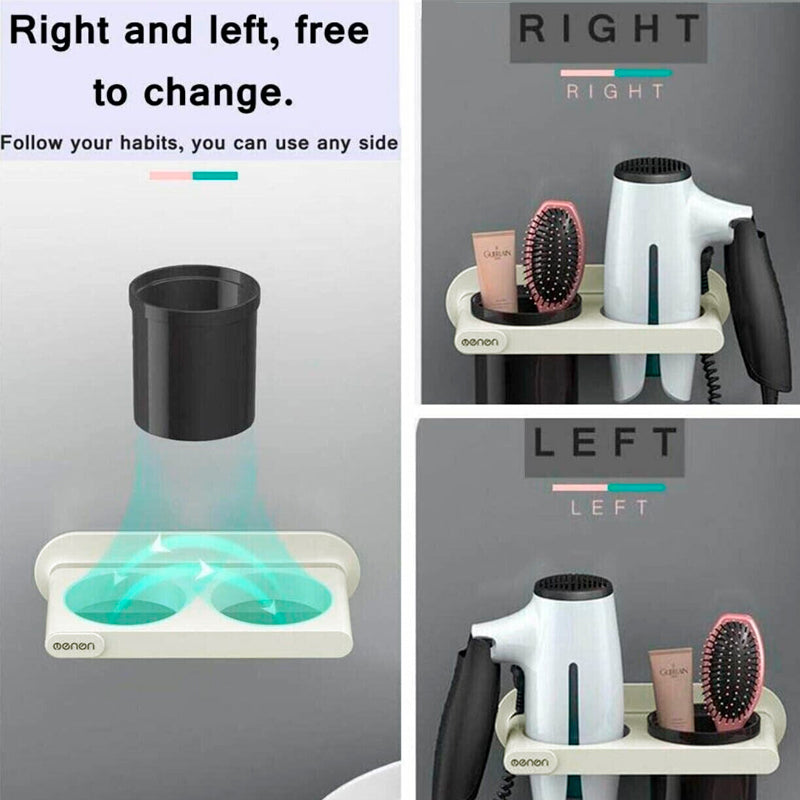 Bathroom Mounted Wall Suction Cup Hair Dryer Holder Hanger Shelf Rack Storage Au - White