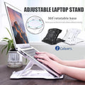 Adjustable Laptop Stand with 360-Degree Base for Desk Riser Home Office Holder - White
