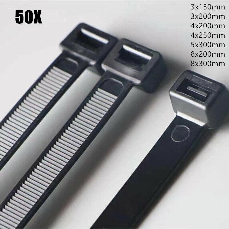 50X Cable Ties Zip Ties Nylon Uv Stabilised Black Cable Tie - 10*500mm White