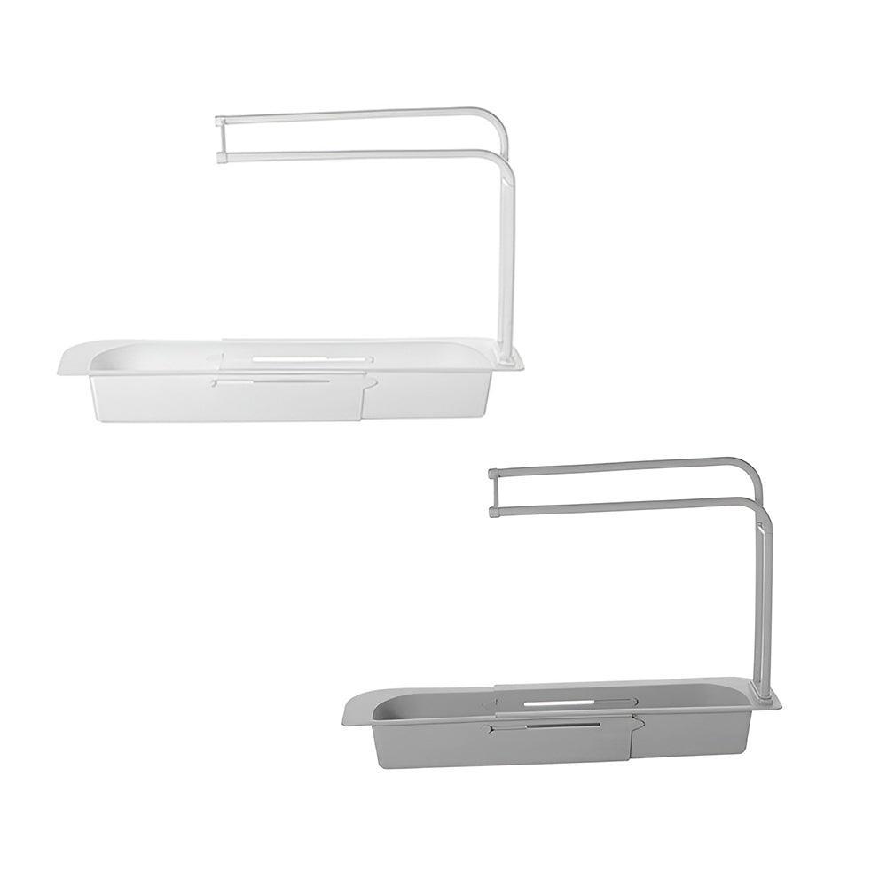 Telescopic Sink Rack Holder Expandable Storage Drain Basket Home Kitchen Kit - White